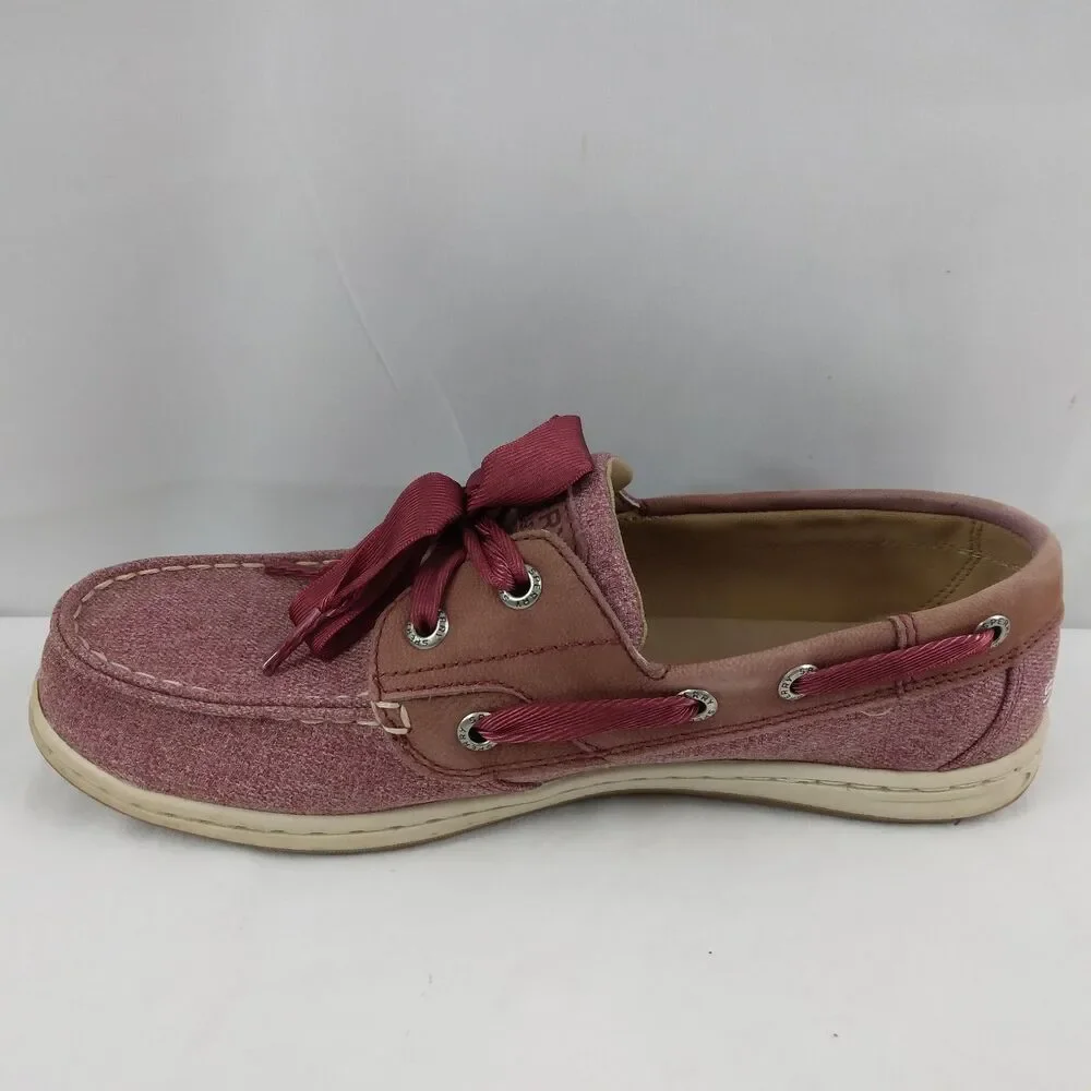 Sperry Top-Sider Koifish Sparkle Canvas Boat Shoe Slip On Red Women's Size 7.5